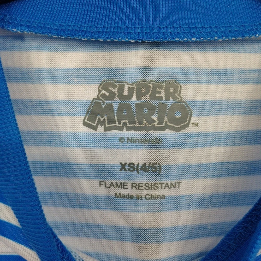 NWT Super‎ Mario Boys Pajama Shorts Set XS 4/5 Blue Stripes Cartoon Video Gamer